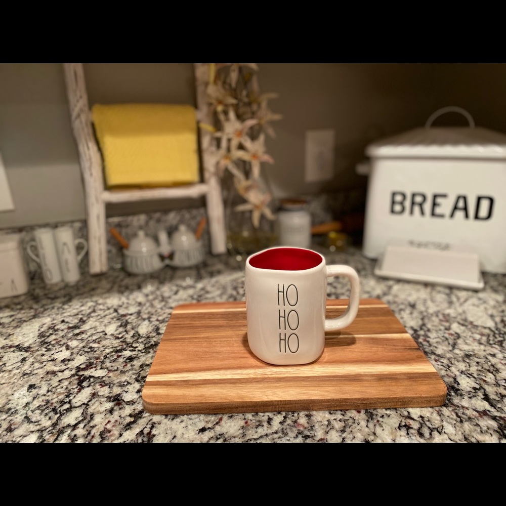 Rae Dunn HO HO HO mug with red interior